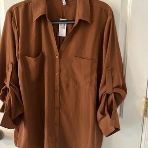 Maurices Rust Brown Button-Up Blouse